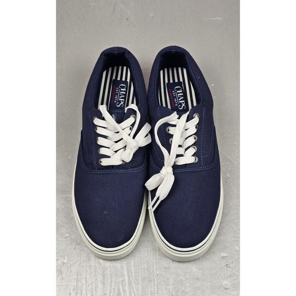 Chaps CHACE Sneakers Mens 10.5‎ Navy Blue Canvas Lace-Up Casual Preppy Shoes